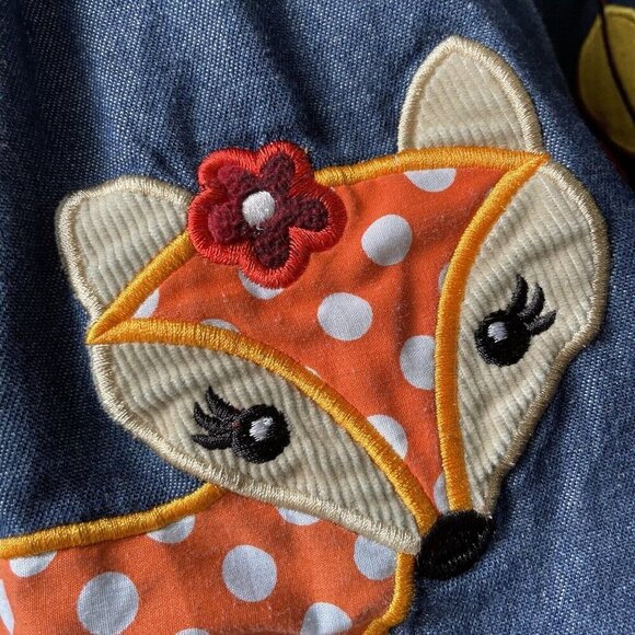 Maria Elena Girls Button Down Hooded Embroidered Fox Fall Jacket Dress Lined 6 - Picture 5 of 16